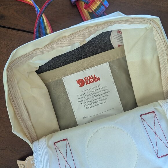 NWT Fjallraven Kanken Rainbow Mini Backpack in Light Oak - Picture 4 of 11